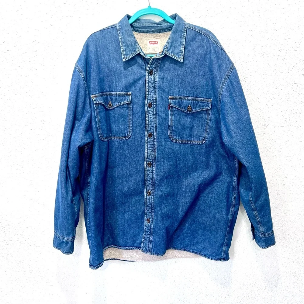 Levi's shacket Blue Sherpa-Lined Jacket XXL - Picture 1 of 7